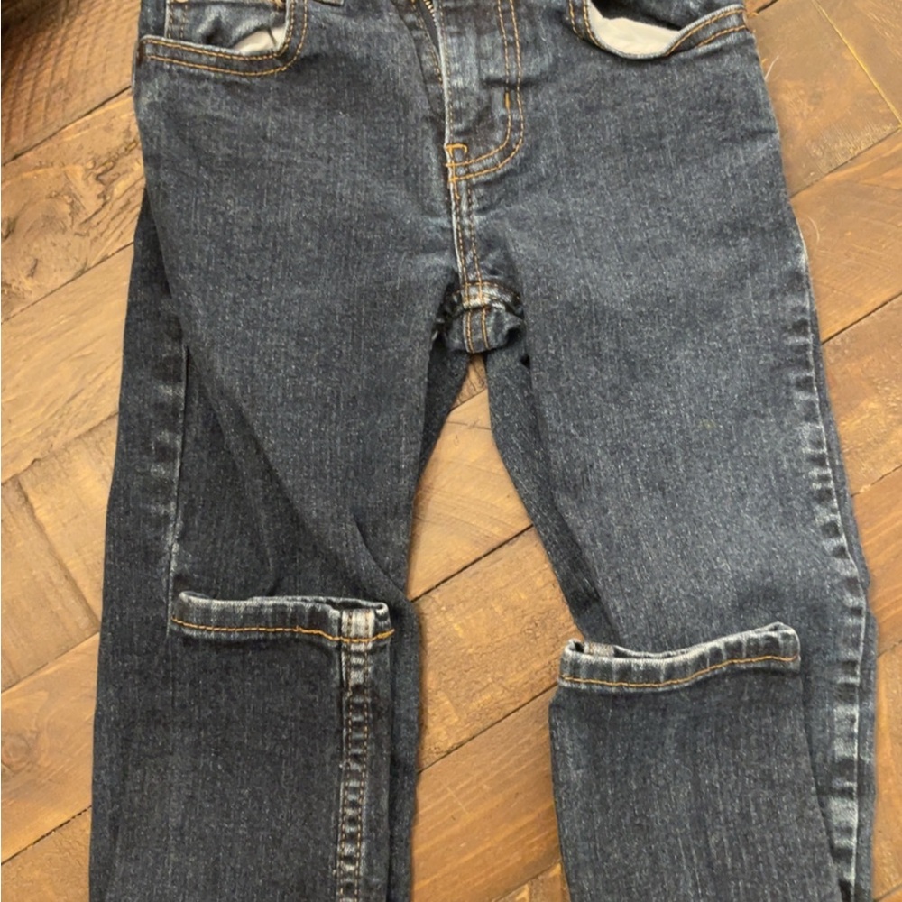 Faded Glory Blue Straight Jeans with Distressed Knees